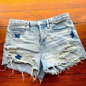 Blank NYC star printed hi rise distressed cutoff denim jean shorts sz 28